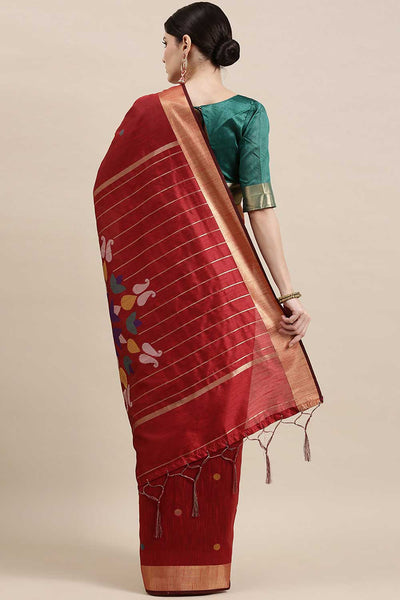 Shop Sabina Burgundy Polka Dot Cotton Silk One Minute Saree at best offer at our  Store - One Minute Saree
