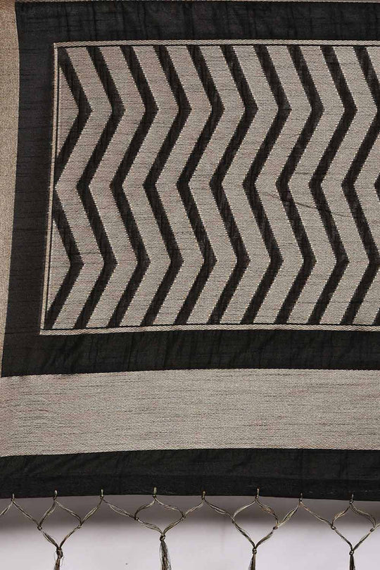 Buy Bianca Black Banarasi Cotton Silk One Minute Saree Online - Front