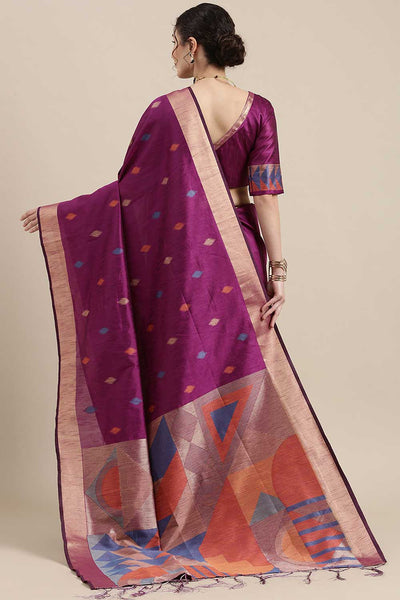 Shop Maggie Magenta Banarasi Cotton Silk One Minute Saree at best offer at our  Store - One Minute Saree