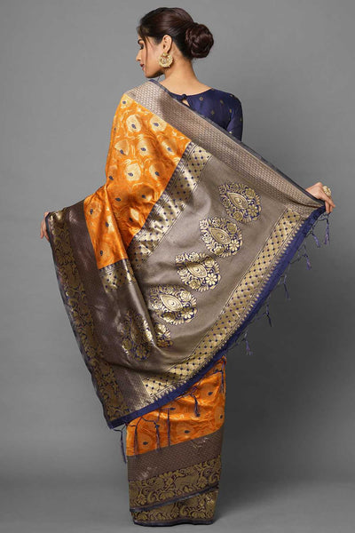 Shop Sophia Mustard Woven Silk Blend One Minute Saree at best offer at our  Store - One Minute Saree