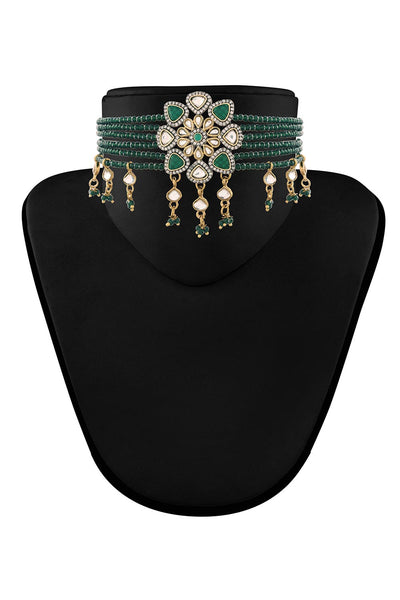 Buy Lena Green Stone Necklace & Earrings Set Online - Back