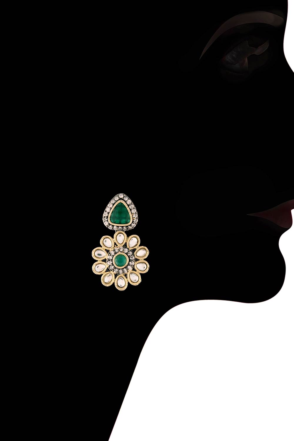 Buy Lena Green Stone Necklace & Earrings Set Online - Front