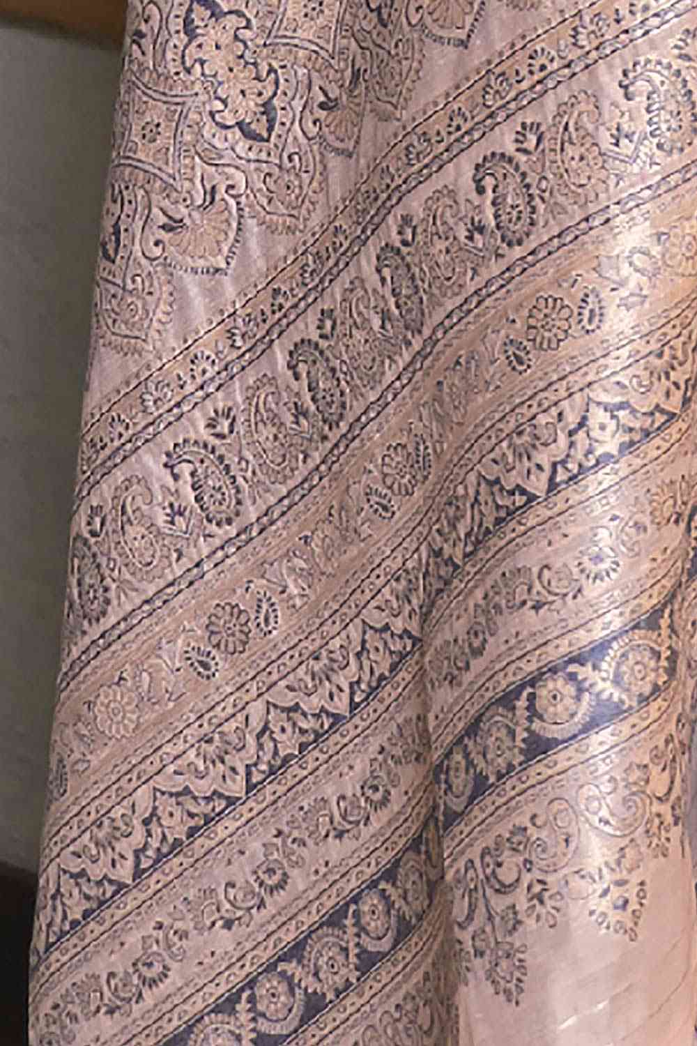 Buy Aaliya Peach Art Silk Floral Banarasi One Minute Saree Online - Back