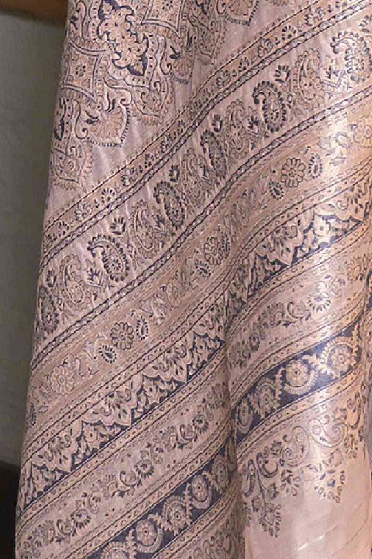 Buy Aaliya Peach Art Silk Floral Banarasi One Minute Saree Online - Back