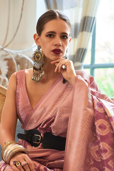 Buy Kalki Lavender Tissue Geometric Design One Minute Saree Online