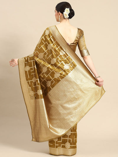 Shop Suchi Olive Organza Banarasi One Minute  Saree at best offer at our  Store - One Minute Saree
