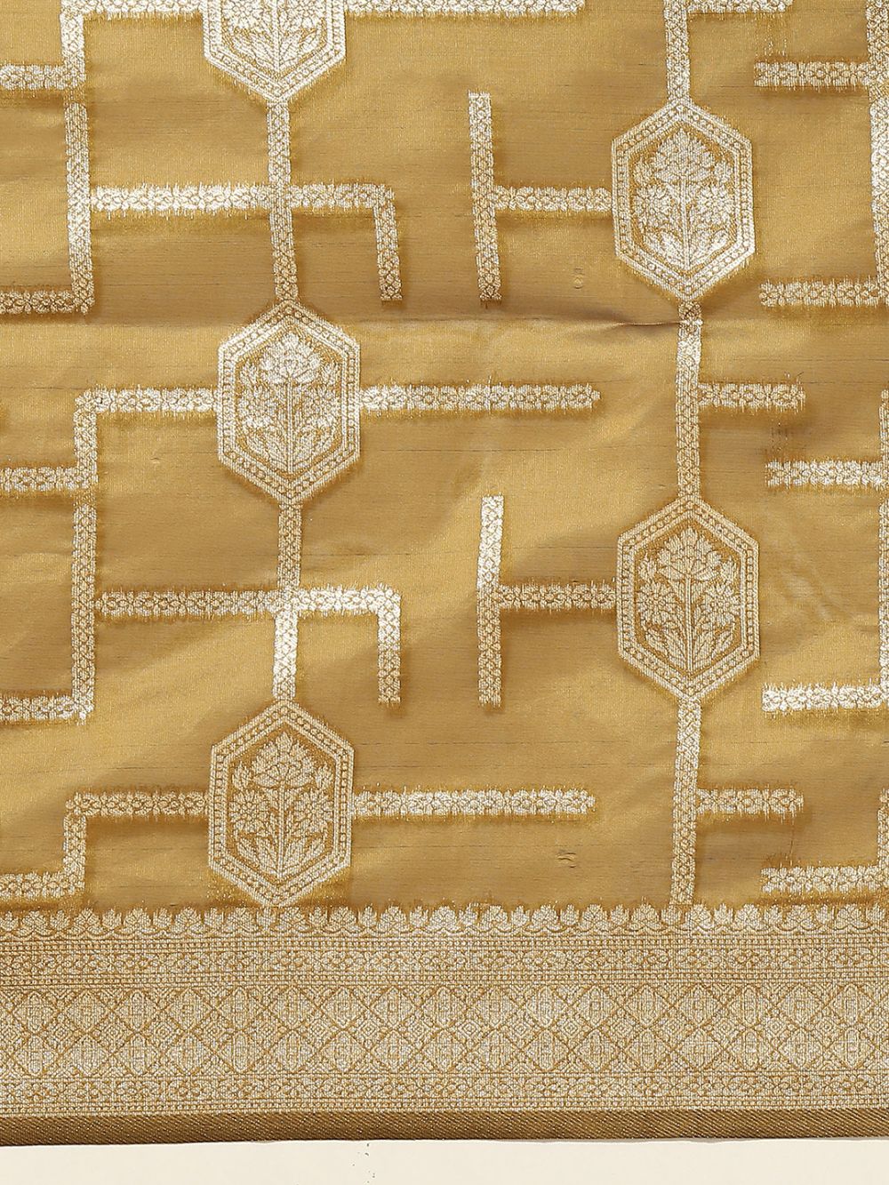 Buy Suchi Olive Organza Banarasi One Minute  Saree Online - Back