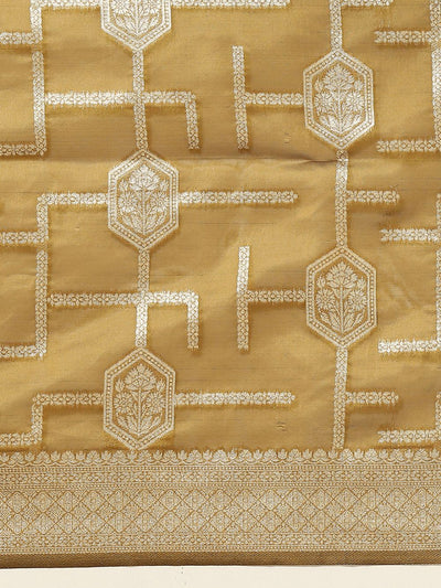 Buy Suchi Olive Organza Banarasi One Minute  Saree Online - Back