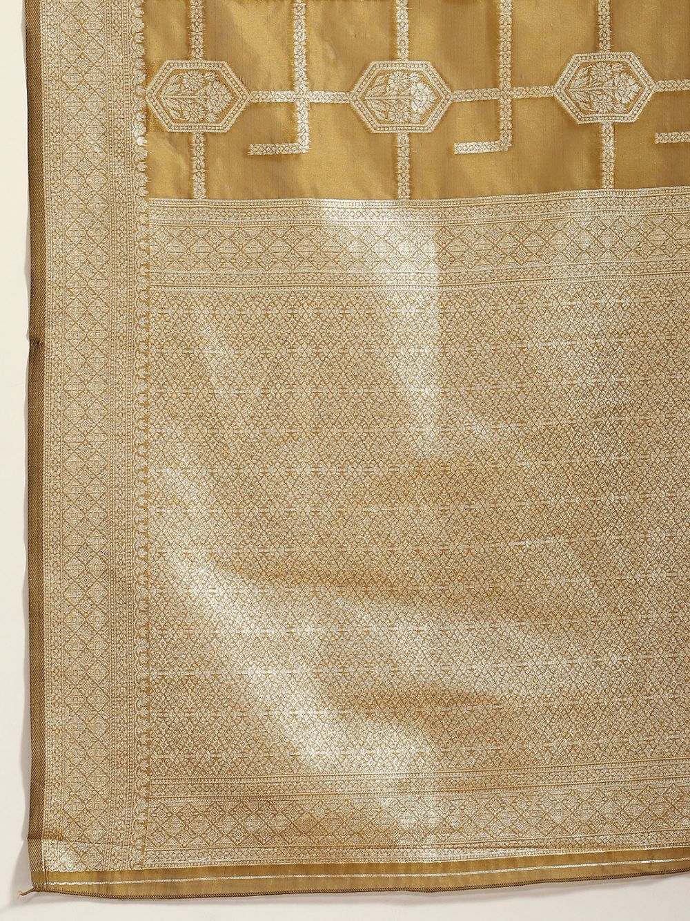 Buy Suchi Olive Organza Banarasi One Minute  Saree Online - Front