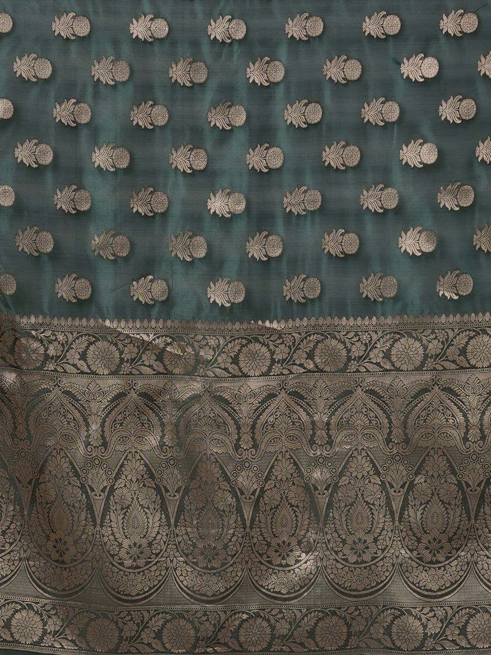 Buy Saylee Dark Green Organza Traditional Zari One Minute Saree Online