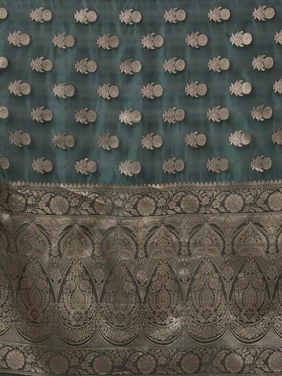 Buy Saylee Dark Green Organza Traditional Zari One Minute Saree Online