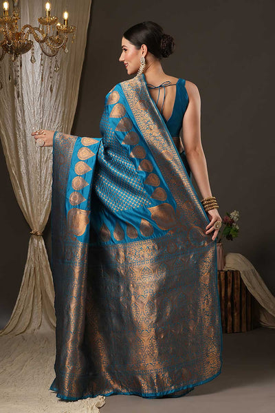 Shop Trisha Blue Silk Blend Paisley Woven Design One Minute Saree at best offer at our  Store - One Minute Saree