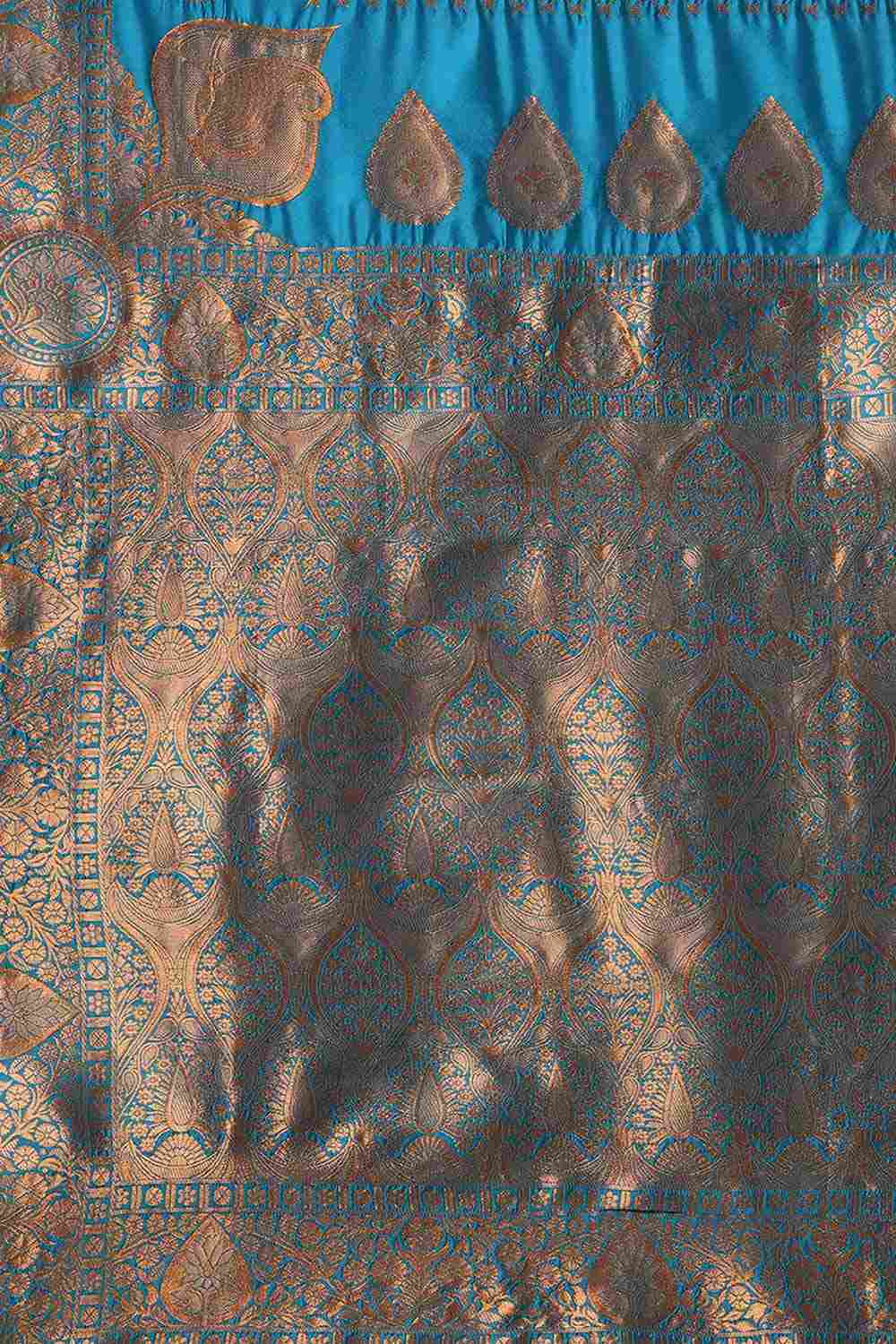 Buy Trisha Blue Silk Blend Paisley Woven Design One Minute Saree Online