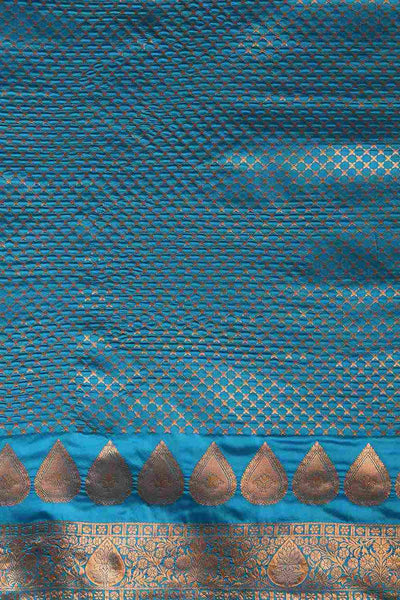 Buy Trisha Blue Silk Blend Paisley Woven Design One Minute Saree Online - Back