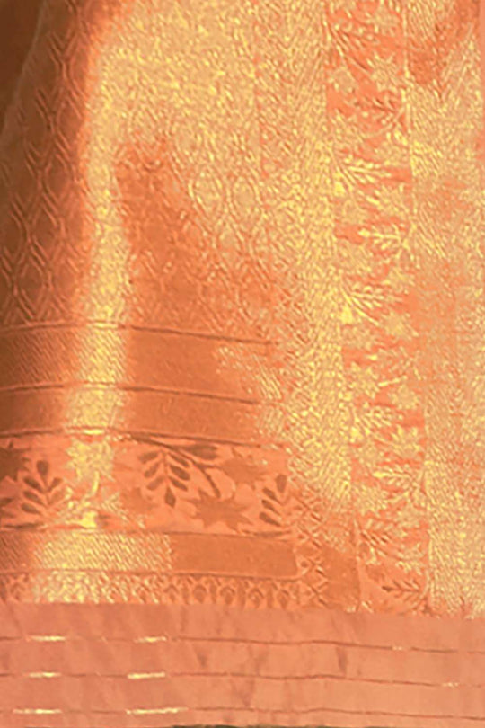 Buy Lea Sea Green & Peach Pure Linen One Minute Saree Online - Back