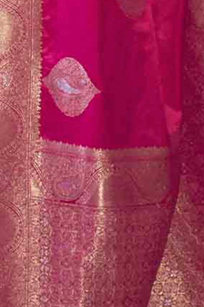 Buy Jetha Pink Art Silk Paisley One Minute Saree Online - Back