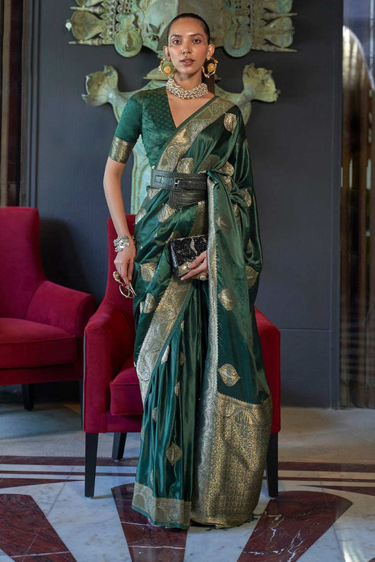 Buy Jodi Green Art Silk Paisley One Minute Saree Online - One Minute Saree