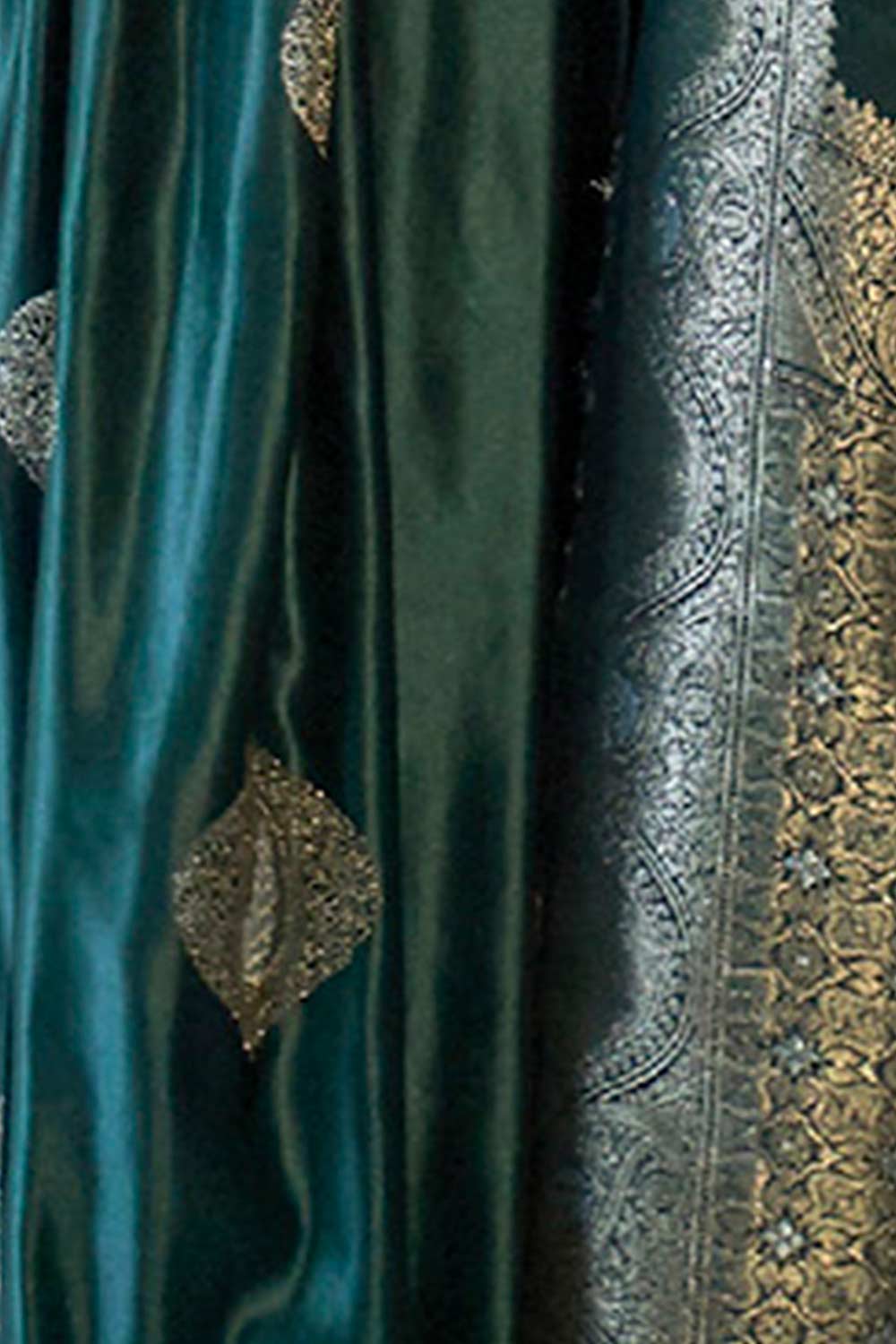 Buy Jodi Green Art Silk Paisley One Minute Saree Online - Back