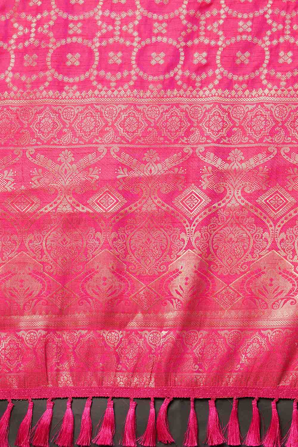 Buy Ruchi Pink Woven Silk Blend One Minute Saree Online - Back
