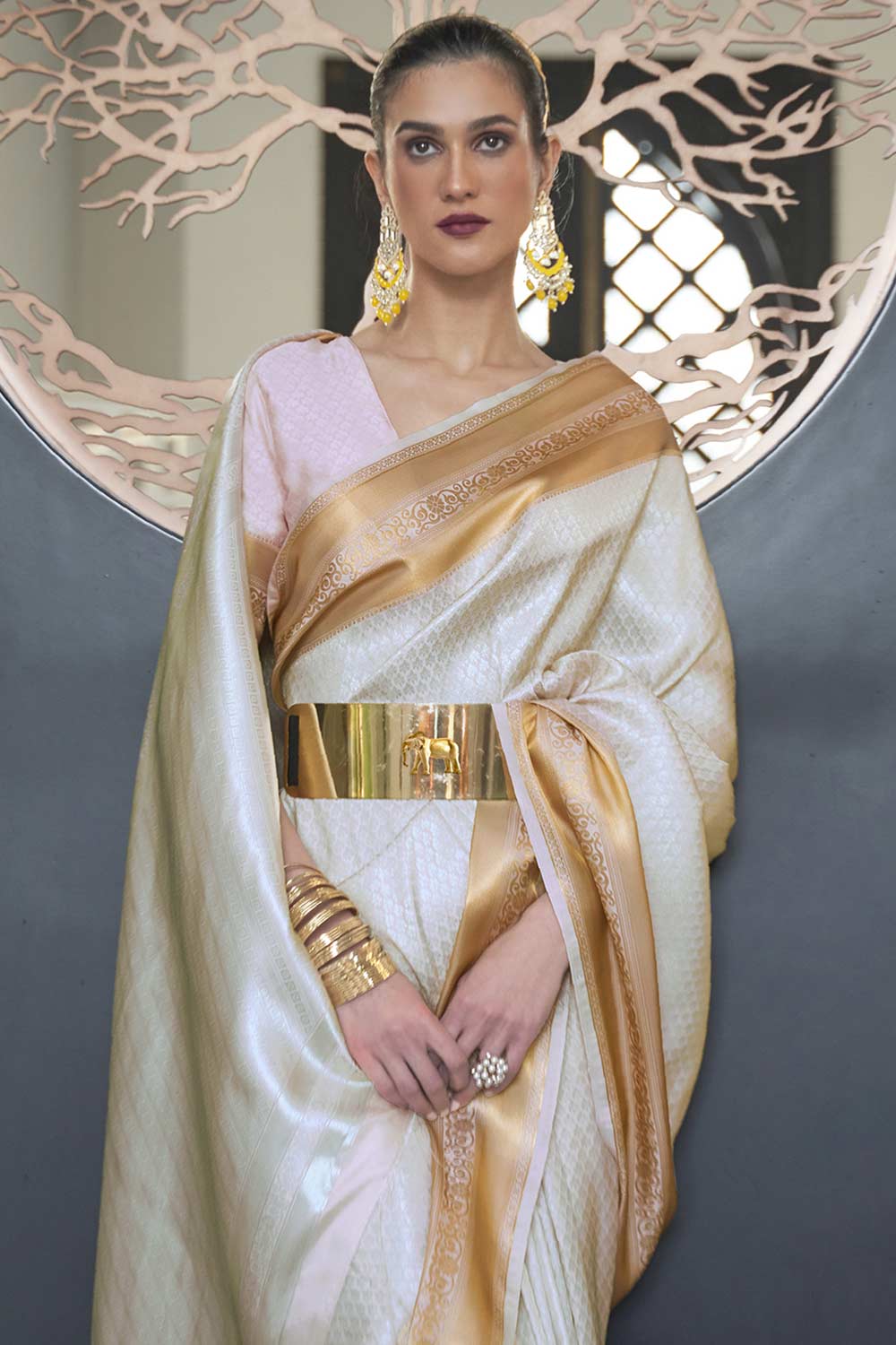 Shop Lexi Off White Art Silk One Minute Saree at best offer at our  Store - One Minute Saree