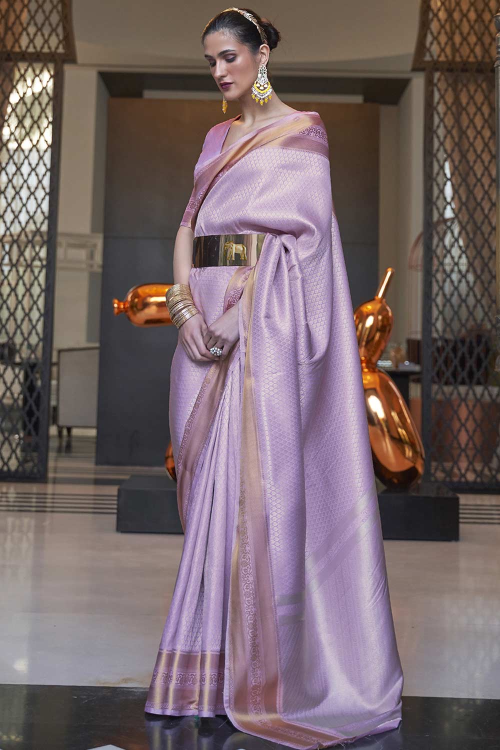 Shop Lucia Lavender Art Silk One Minute Saree at best offer at our  Store - One Minute Saree