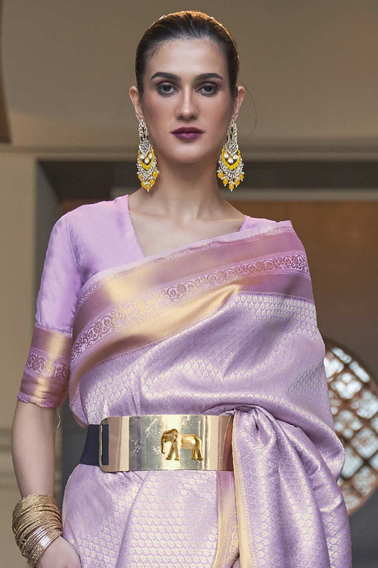 Buy Lucia Lavender Art Silk One Minute Saree Online