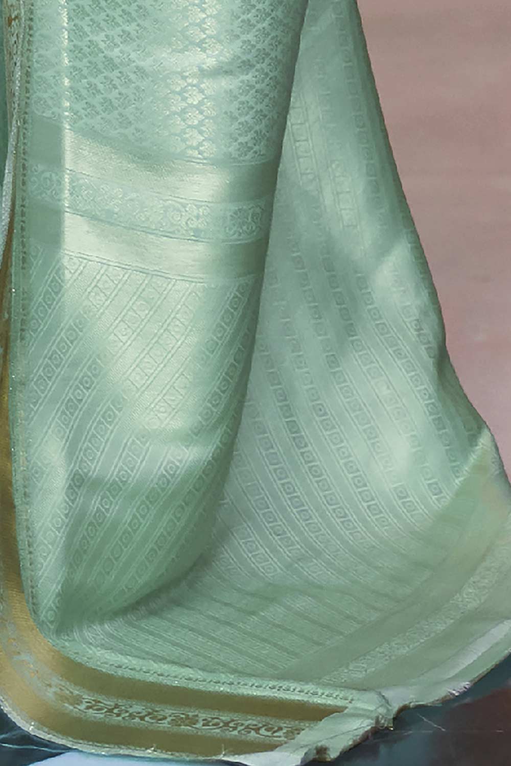 Buy Macey Sea Green Art Silk One Minute Saree Online - Back