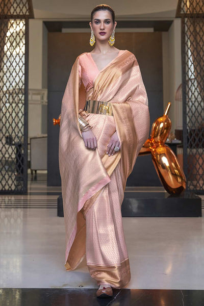 Shop Jenna Peach Art Silk One Minute Saree at best offer at our  Store - One Minute Saree