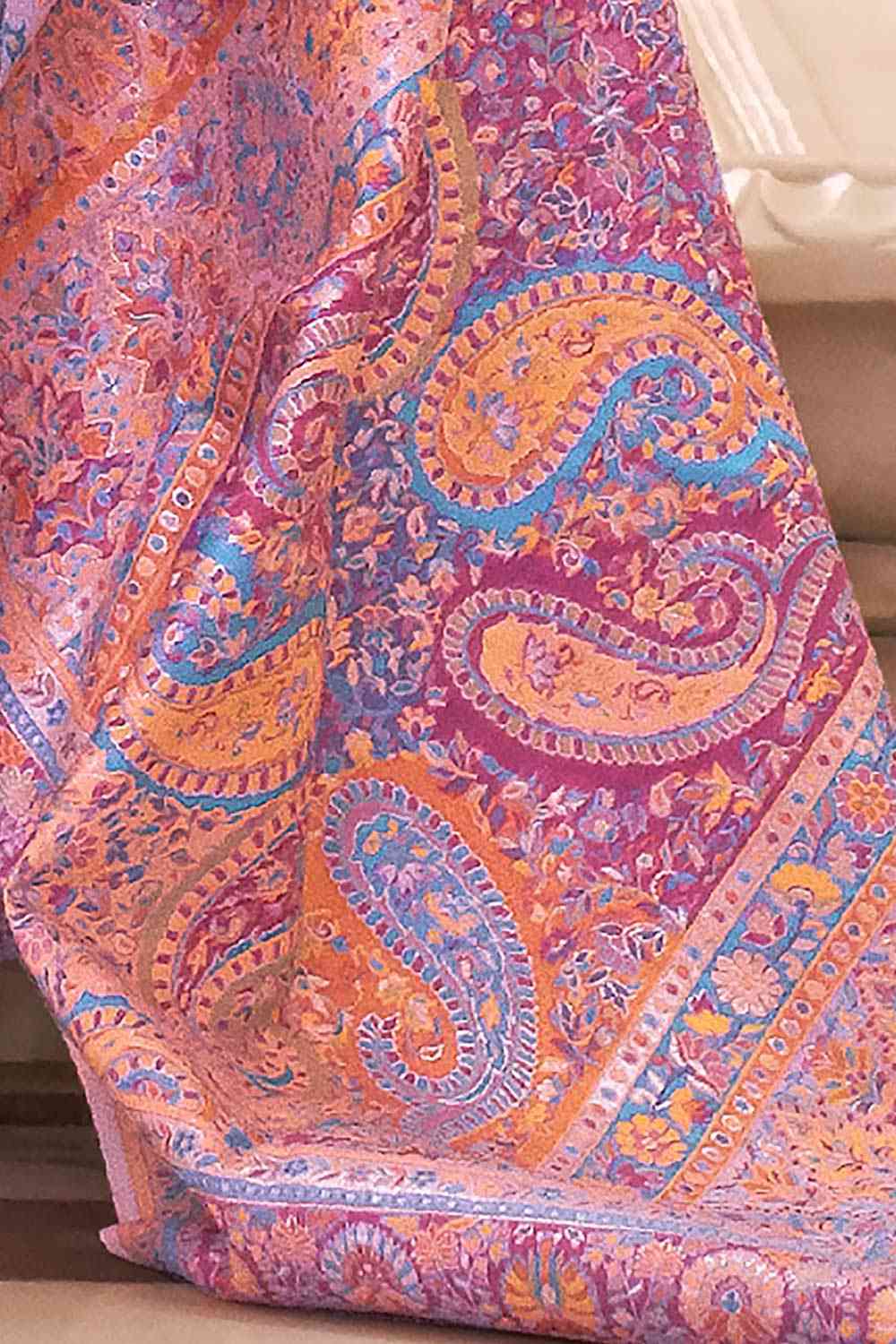 Buy Raina Lavender Art Silk Floral One Minute Saree Online - Back