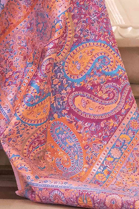 Buy Raina Lavender Art Silk Floral One Minute Saree Online - Back