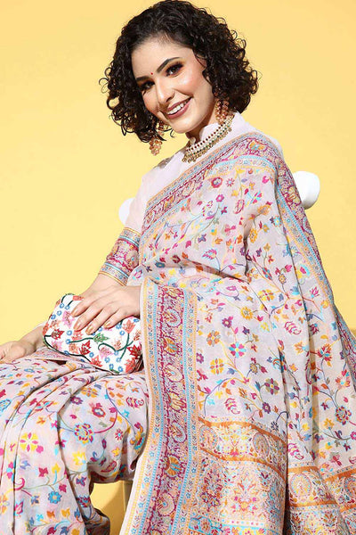 Jenna Multi-Color Silk Blend Floral Woven Design One Minute Saree
