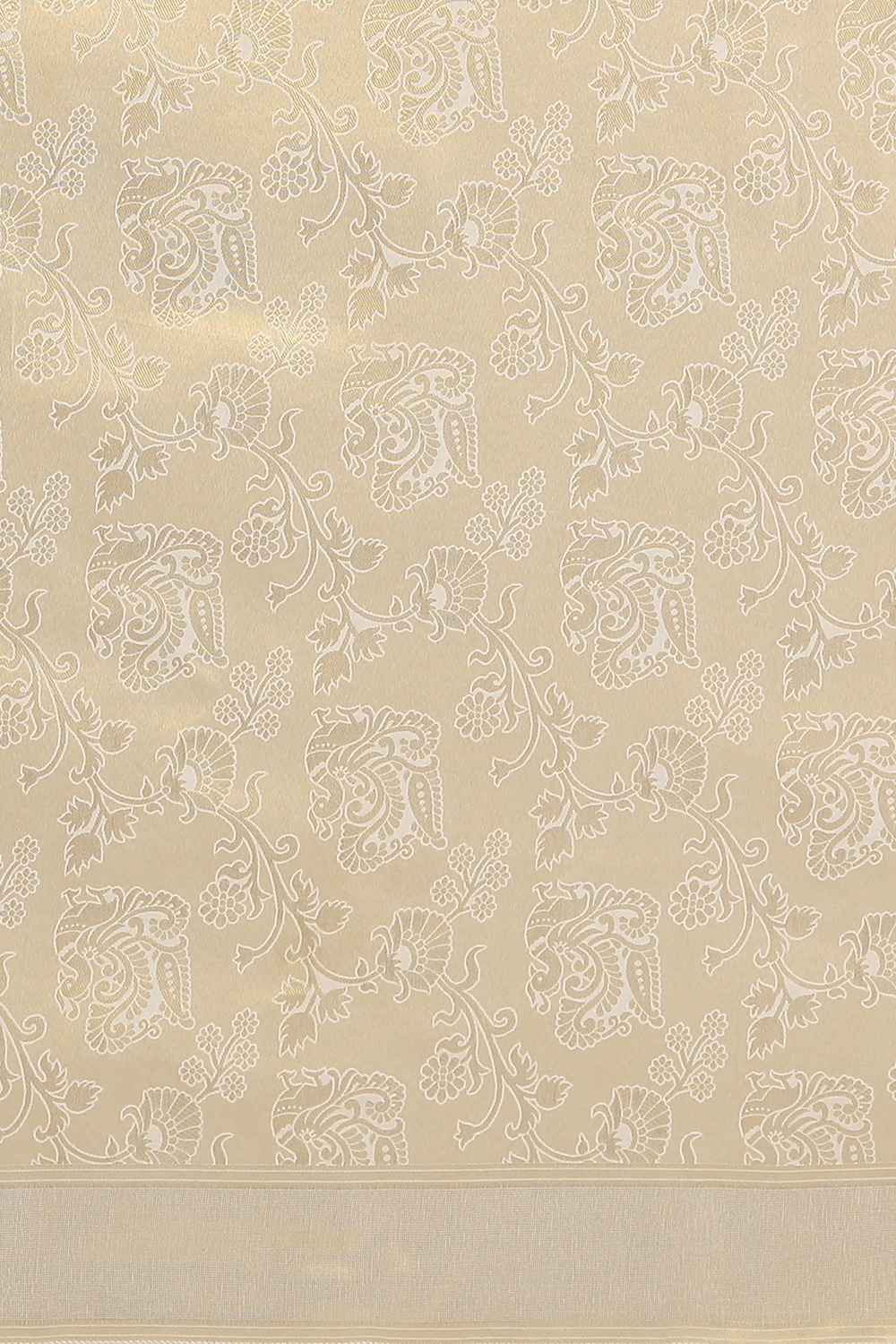 Buy Vulli Cream Woven Kanjivaram Art Silk One Minute Saree Online - Front