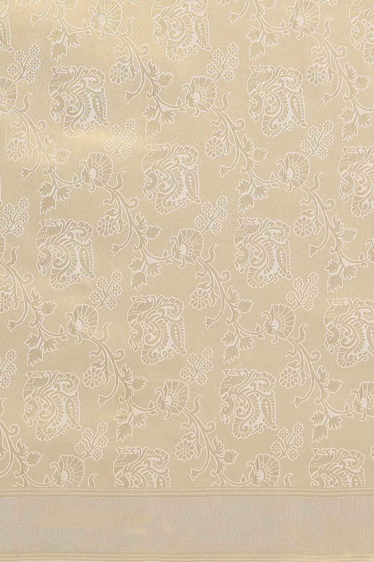 Buy Vulli Cream Woven Kanjivaram Art Silk One Minute Saree Online - Front