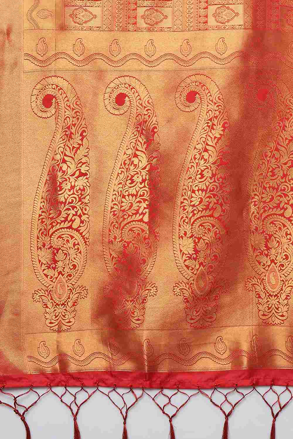 Buy Hannah Red Woven Kanjivaram Art Silk One Minute Saree Online - Front