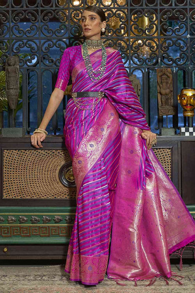 Buy Pasha Purple Art Silk Leheriya One Minute Saree Online - One Minute Saree