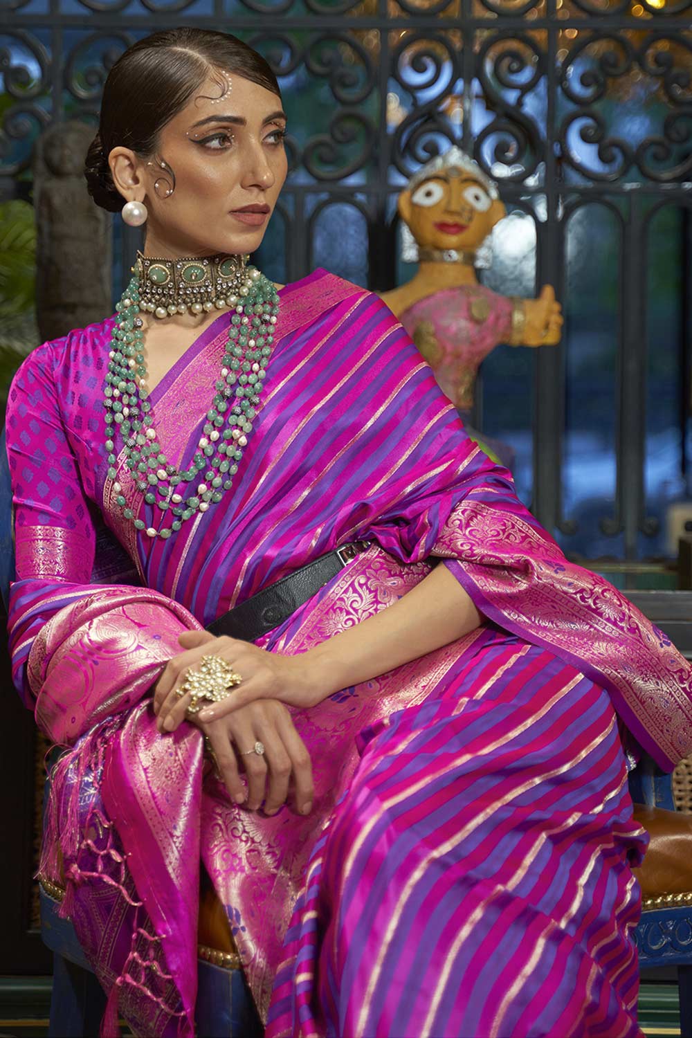 Shop Pasha Purple Art Silk Leheriya One Minute Saree at best offer at our  Store - One Minute Saree