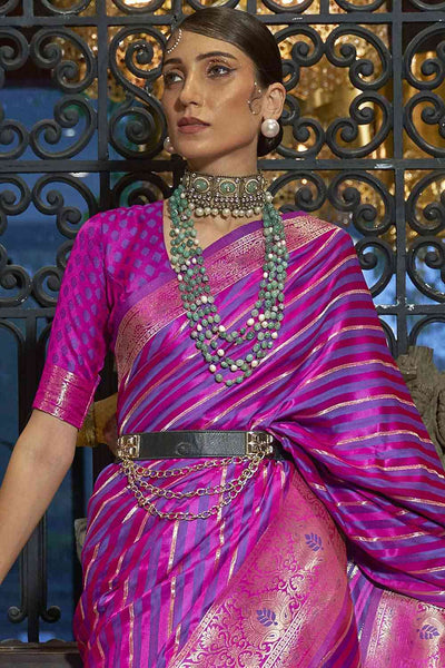 Buy Pasha Purple Art Silk Leheriya One Minute Saree Online