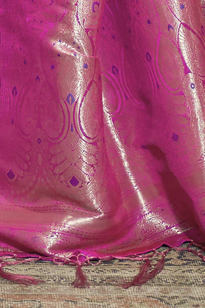 Buy Pasha Purple Art Silk Leheriya One Minute Saree Online - Back