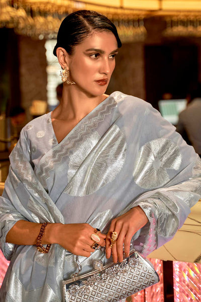 Shop Tara Grey Modal Floral One Minute Saree at best offer at our  Store - One Minute Saree