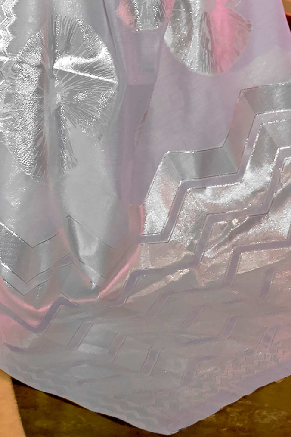 Buy Tara Grey Modal Floral One Minute Saree Online - Back