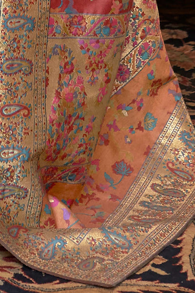 Alice Multi-Color Silk Blend Floral Phulkari One Minute Saree