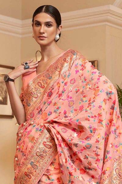 Buy Pina Peach Art Silk Floral One Minute Saree Online