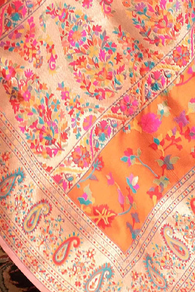 Buy Pina Peach Art Silk Floral One Minute Saree Online - Back