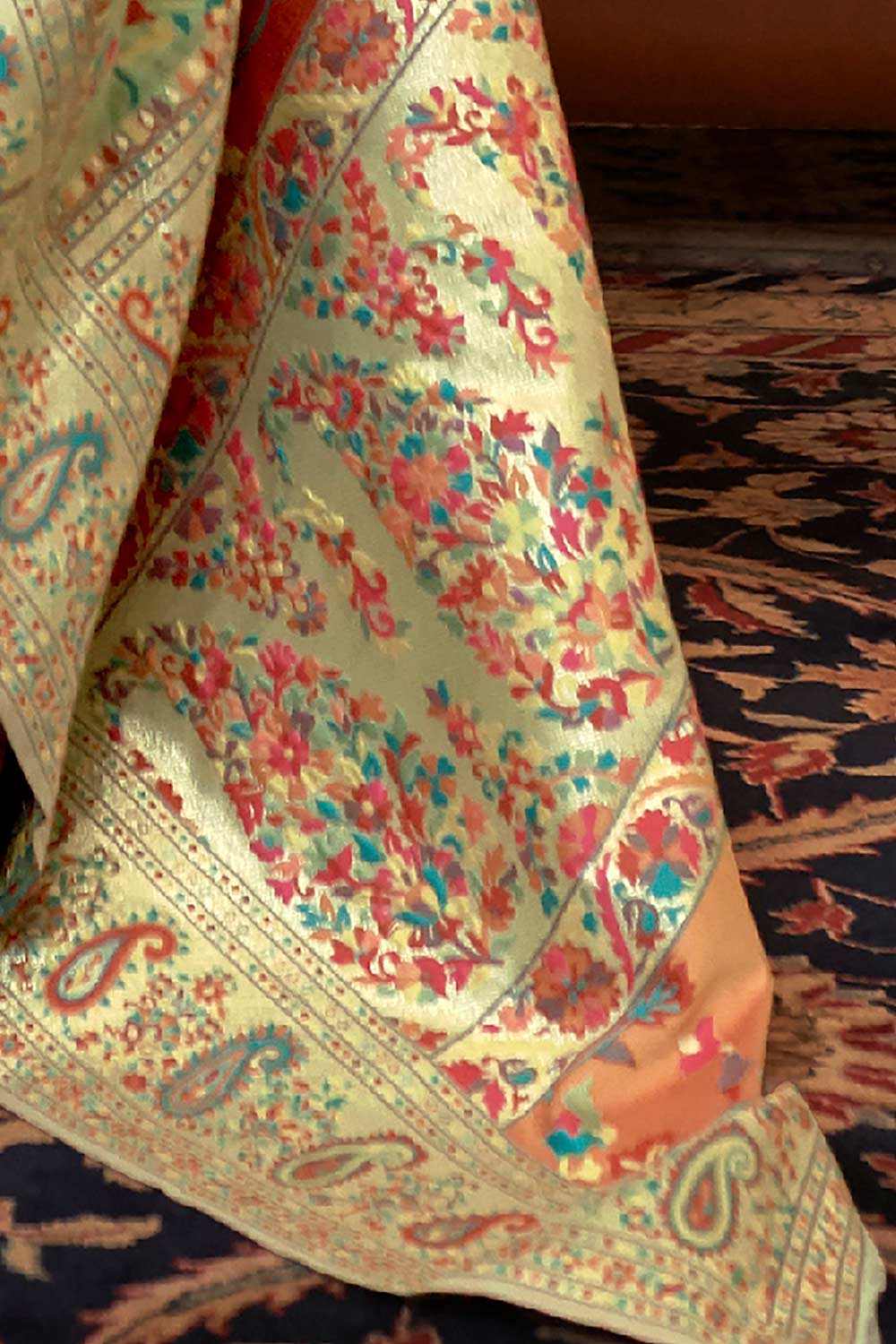 Buy Pista Green Art Silk Floral One Minute Saree Online - Back