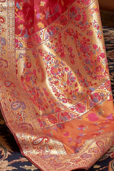 Buy Kyra Burgundy Art Silk Floral One Minute Saree Online - Back