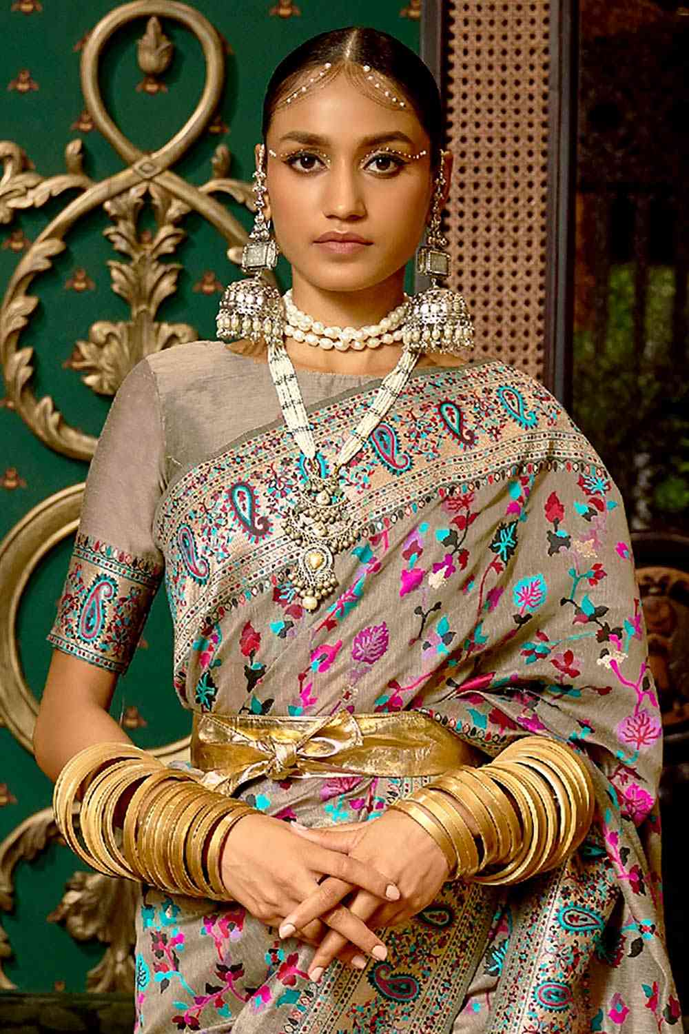 Shop Maitrya Multi-Color Art Silk Floral One Minute Saree at best offer at our  Store - One Minute Saree