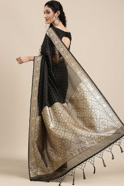 Shop Lata Black Polka Dot Modal One Minute Saree at best offer at our  Store - One Minute Saree