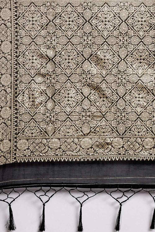 Buy Lata Black Polka Dot Modal One Minute Saree Online - Back