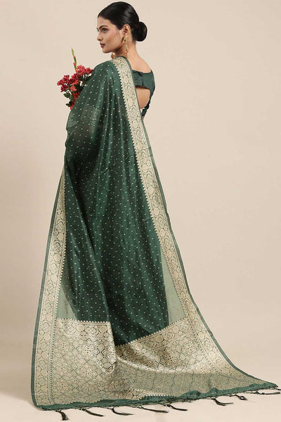 Shop Janice Teal green Polka Dot Modal One Minute Saree at best offer at our  Store - One Minute Saree