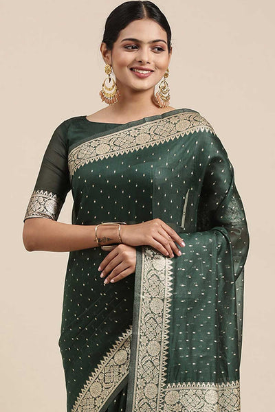 Buy Janice Teal green Polka Dot Modal One Minute Saree Online - One Minute Saree